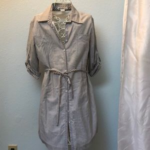 Kensie Lined shirt dress striped with tie